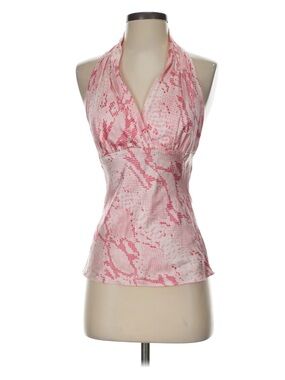 Halter Neck Silk Blouse (baby pink snake print)